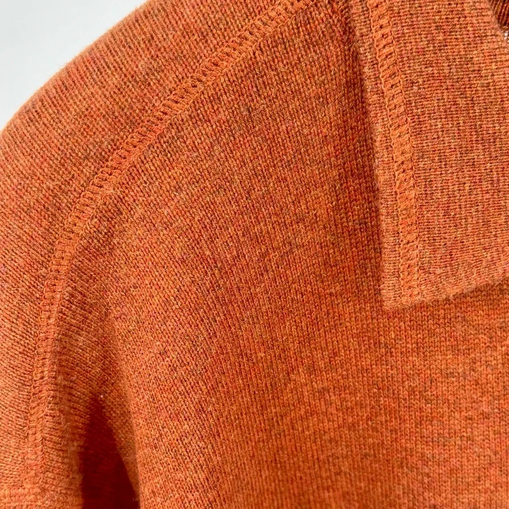 Cullen Rusty Orange Silk Cashmere Blend Knit Polo Sweater Size XL